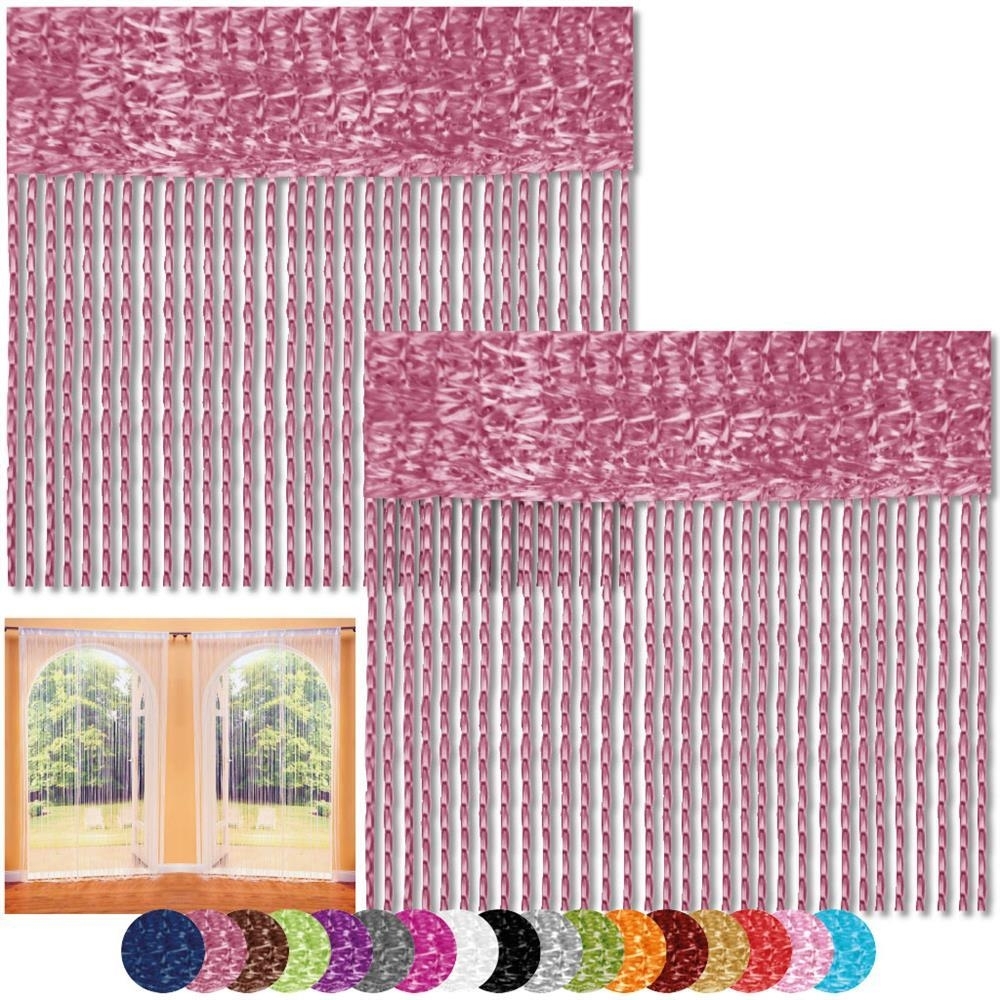 Fadenvorhang 2er Pack Gardine Raumteiler, Auswahl: 140x240 altrosa - fuchsia Bild 1