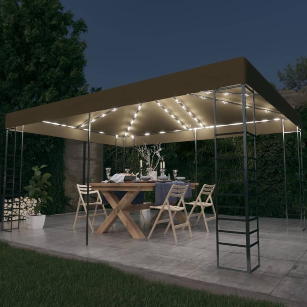 vidaXL Pavillon mit LED-Lichterkette 3x4 m Taupe 3070310 Bild 1