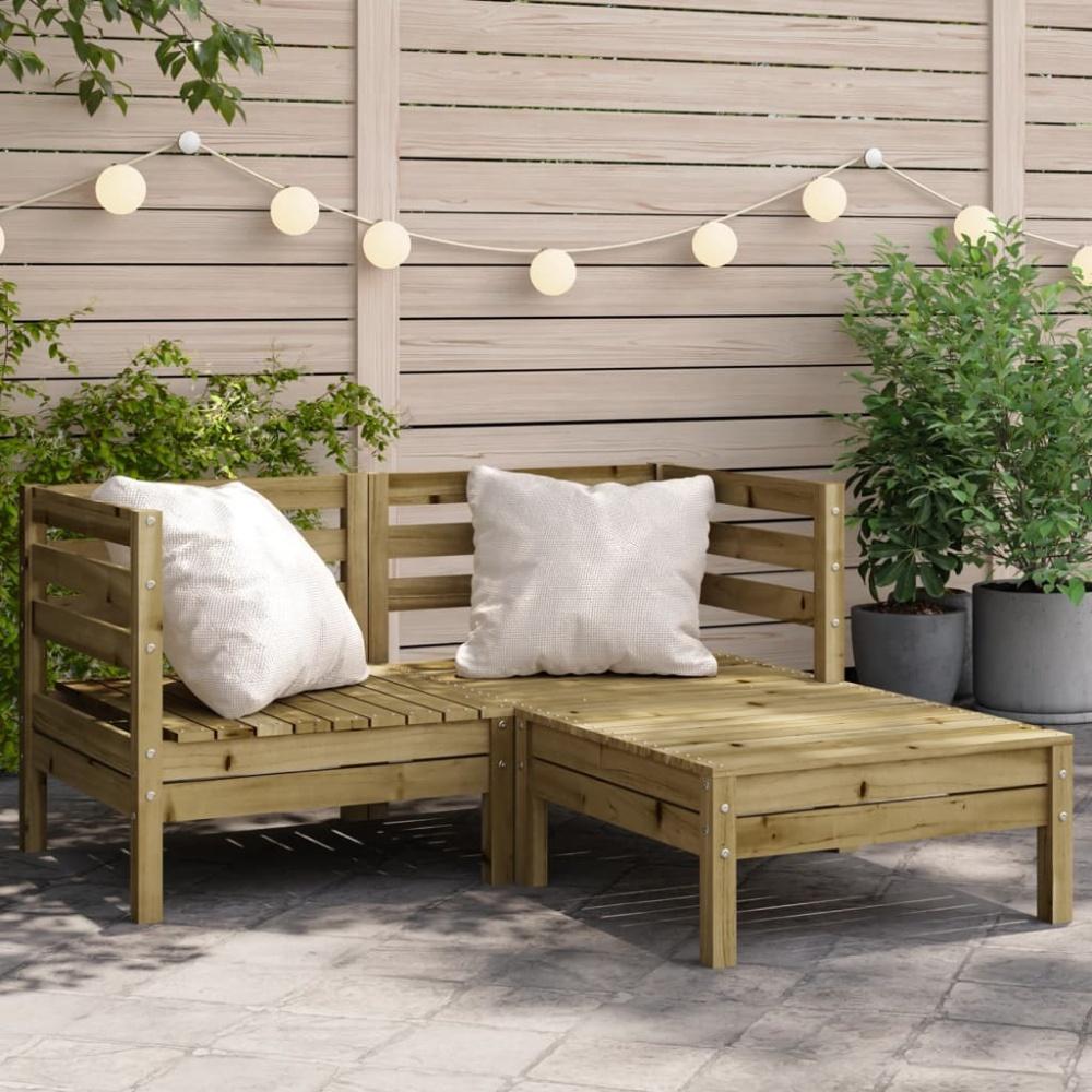 vidaXL Gartensofa 2-Sitzer mit Hocker Kiefernholz Imprägniert 838025 Bild 1