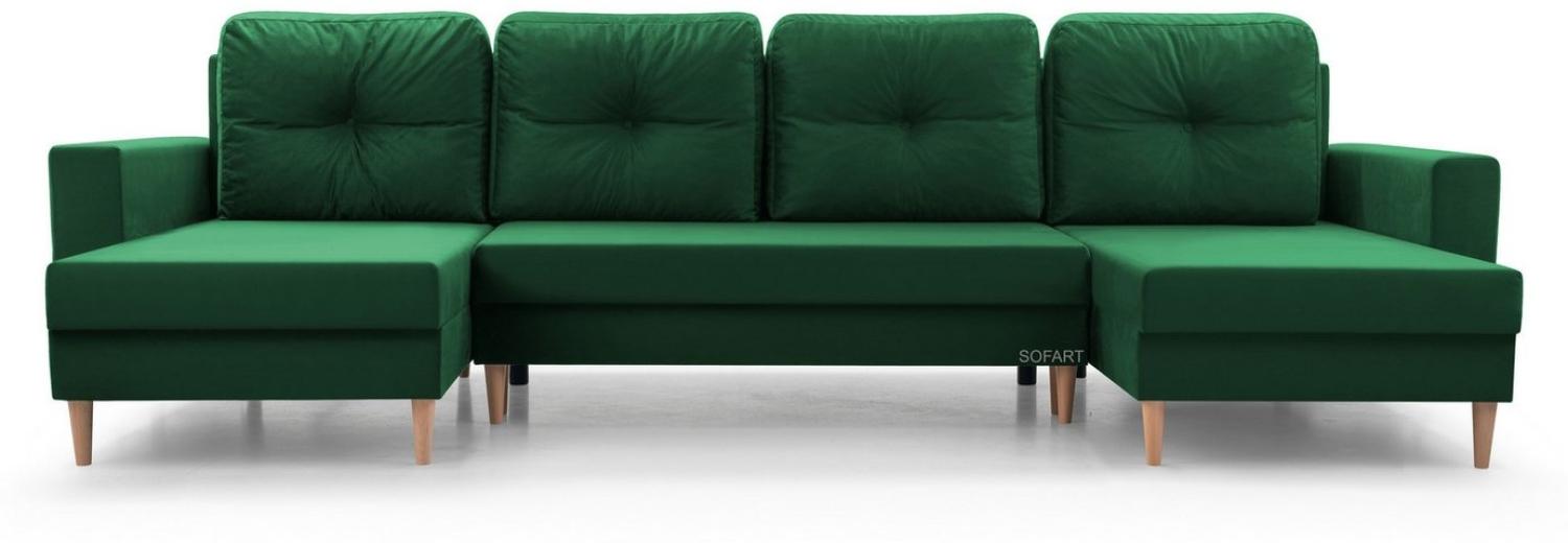 MOEBLO Wohnlandschaft CARL U, Ecksofa U-Form mit Schlaffunktion Eckcouch mit Bettkasten Sofa Couch Polsterecke U-Sofa - 300x142x90 cm, mit Relaxfunktion Bild 1