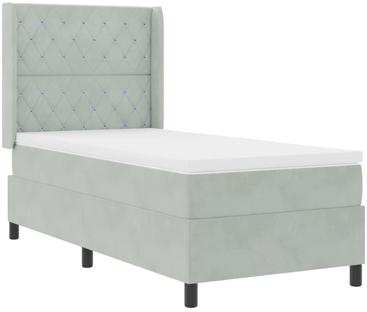 vidaXL Boxspringbett mit Kopfteil Hellgrau 100 x 200 cm Samt 3341942 Bild 1