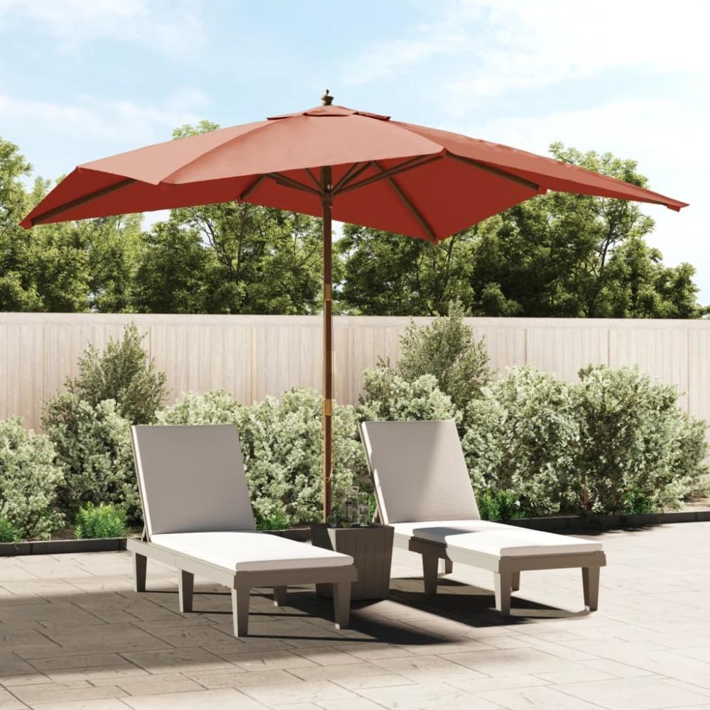 vidaXL Sonnenschirm mit Holzmast Terrakotta 300x300x273 cm 363196 Bild 1