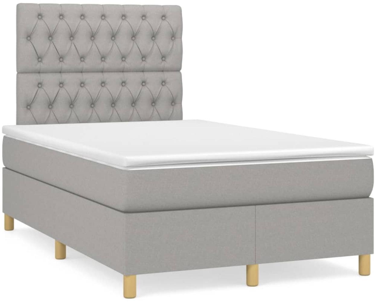 vidaXL Boxspringbett mit Matratze Hellgrau 120x200 cm Stoff, Härtegrad: H2 [3142561] Bild 1
