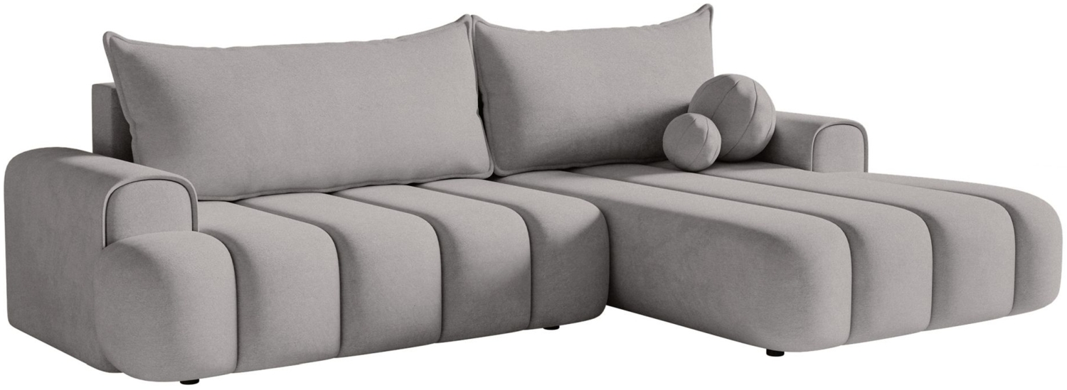 Selsey 'Dandelino' Ecksofa mit Schlaffunktion, Stauraum und Samtbezug, grau, rechts, 80 x 275 x 168 cm Bild 1