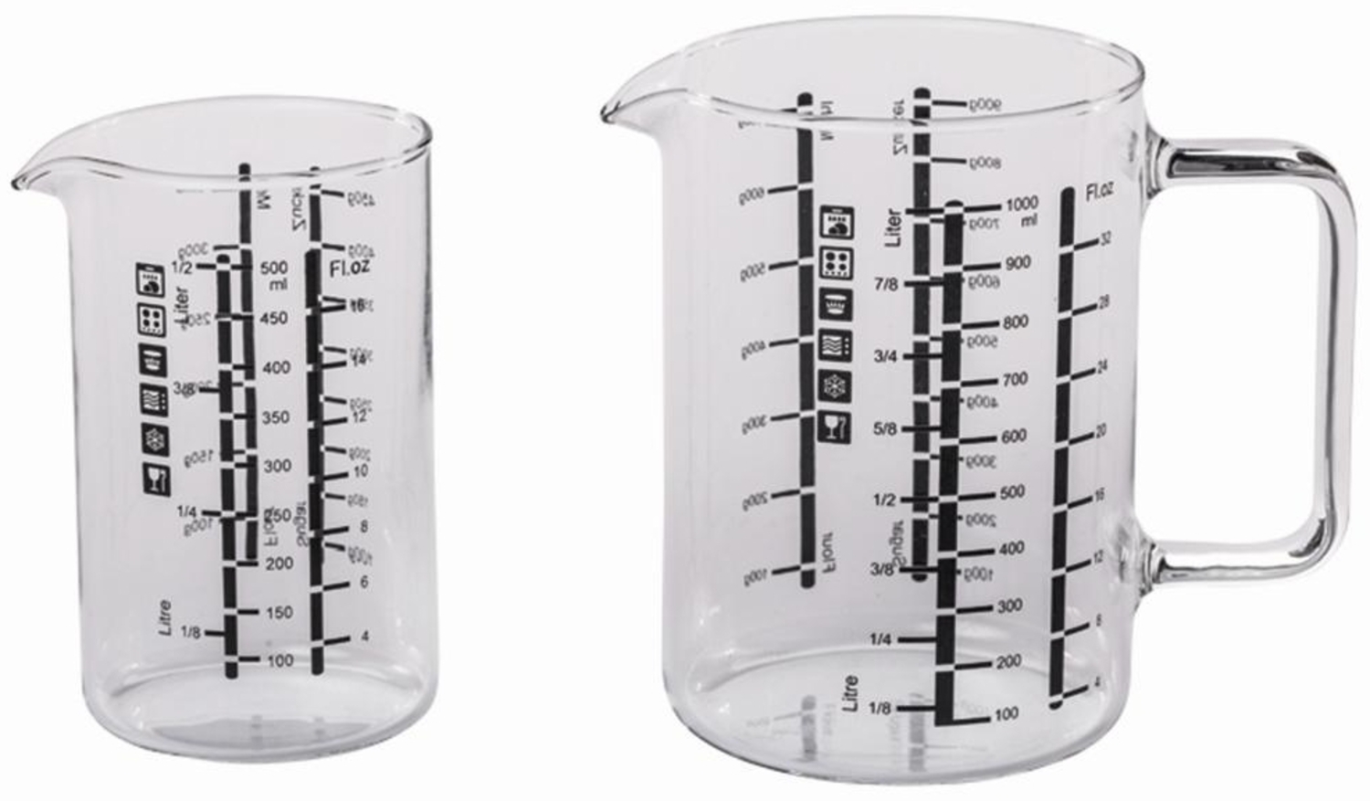 Messbecher-Set Glas 2-teilig 0,5 + 1,0 l Bild 1