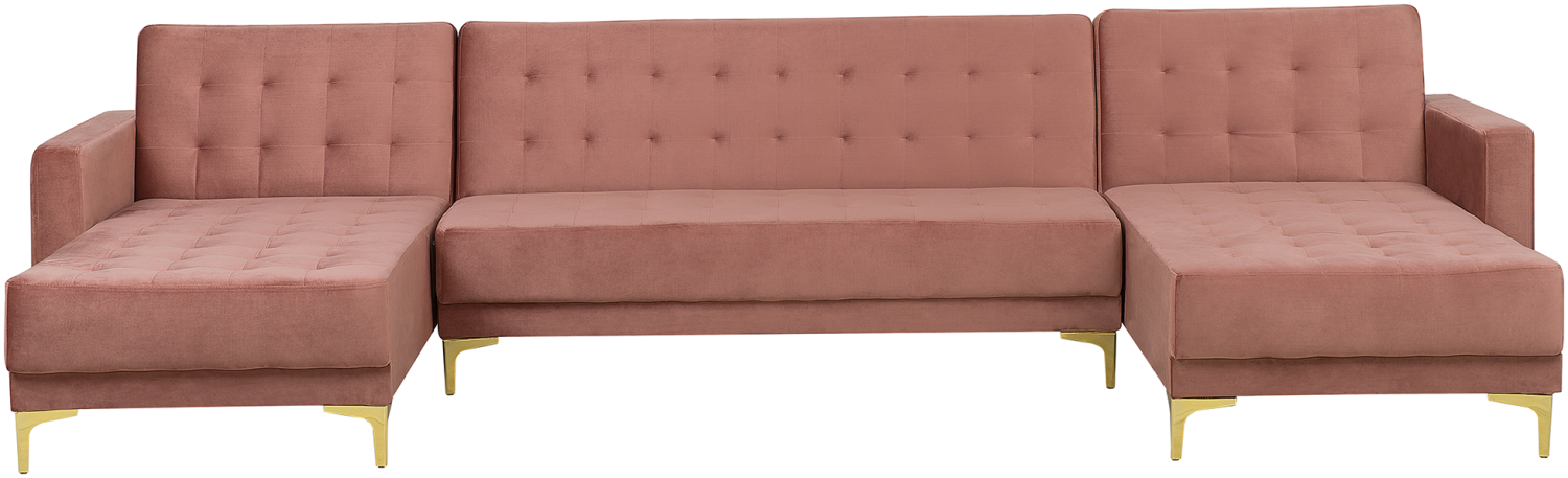 Schlafsofa U-förmig Samtstoff rosa ABERDEEN Bild 1