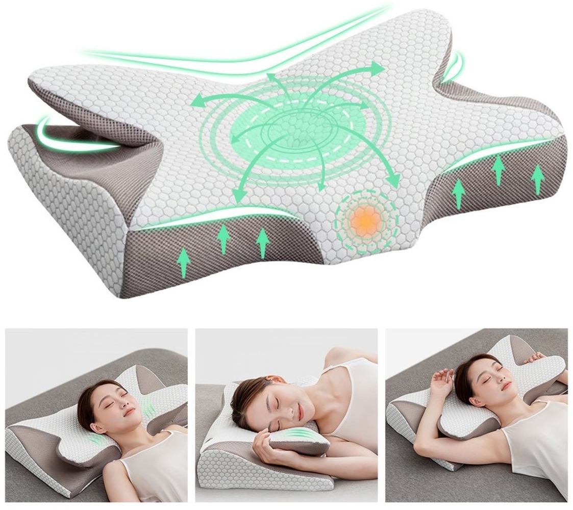 ZEUOPQ Nackenstützkissen Nackenstützkissen Orthopädisches Kissen aus Memory Foam Kissen grau, Nackenstützkissen aus Memory-Foam,64 x 35 x 12 cm, für ältere Menschen, IT-Mitarbeiter und Menschen mit Schlafstörungen, gegen Nackenschmerzen Antischnarch, S... Bild 1