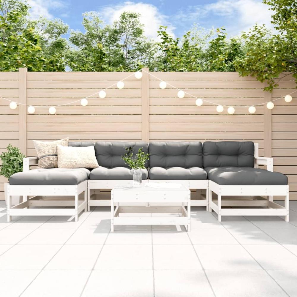 vidaXL 7-tlg. Garten-Lounge-Set Weiß Massivholz Kiefer 3186369 Bild 1