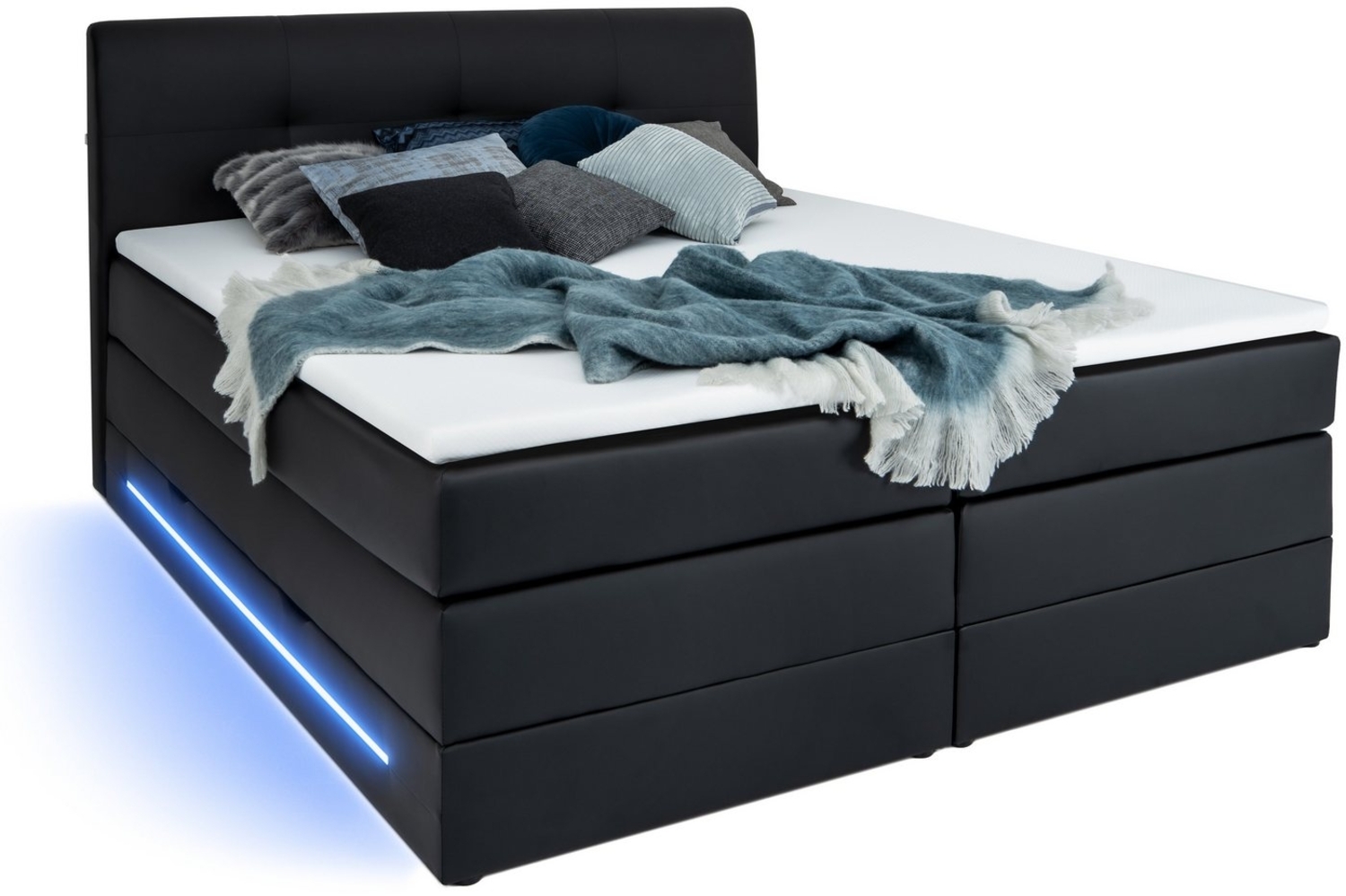 wonello Boxspringbett Denver, mit Bettkasten und LED Beleuchtung, inklusive Topper Bild 1