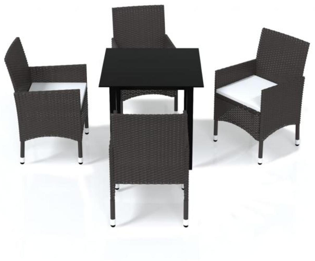 vidaXL 5-tlg. Garten-Essgruppe mit Kissen Poly Rattan Braun 3094992 Bild 1