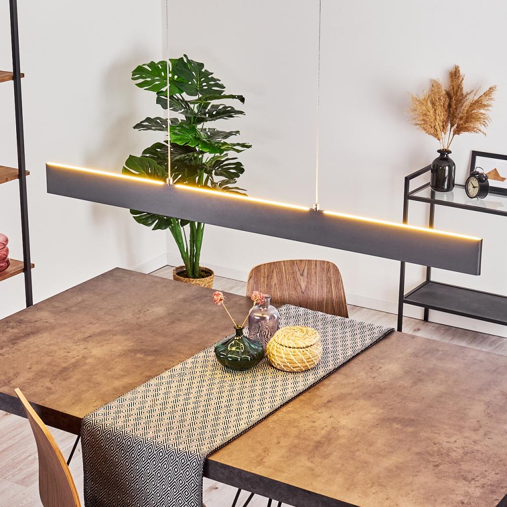 hofstein Pendelleuchte »Atella« moderne Hängelampe aus Metall in Anthrazit, 2700 Kelvin, 1800 Lumen, längliche Hängeleuchte, dimmbar, Fernbedienung Bild 1