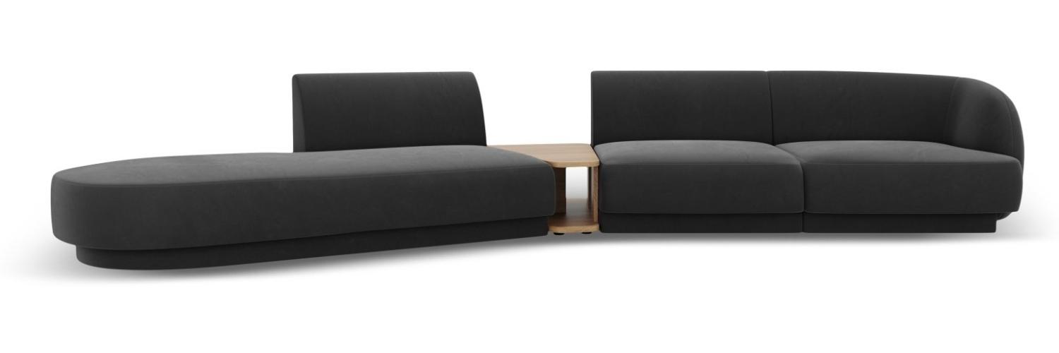 Micadoni Modulares Sofa Miley 4-Sitzer mit 1 Armlehne Links Samtstoff Grau Bild 1