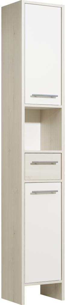 Hochschrank >Quickset 350< (BxHxT: 33x195,5x28 cm) Pinie Ida hell / Weiß Glanz Bild 1