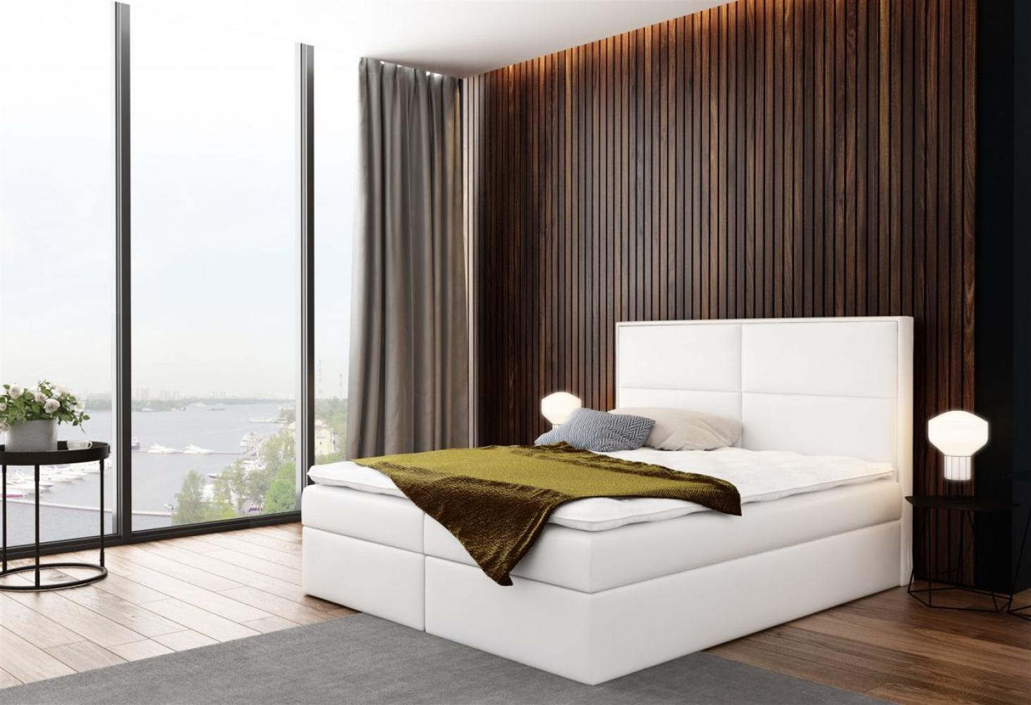 Boxspringbett DERBI Kunstleder Weiss 180x200 cm inkl. Bettkasten Bild 1