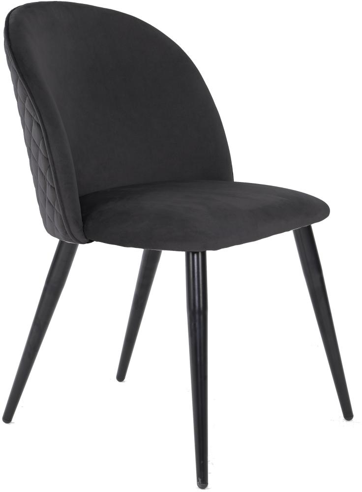 byLIVING Esszimmerstuhl 2er Set Nayla / Samt-Bezug in schwarz / Gestell Metall in schwarz pulverbeschichtet / Esszimmerstuhl / mit Rautensteppung im Rücken / bis 110 kg / B 51, H 81,5, T 60 cm Bild 1