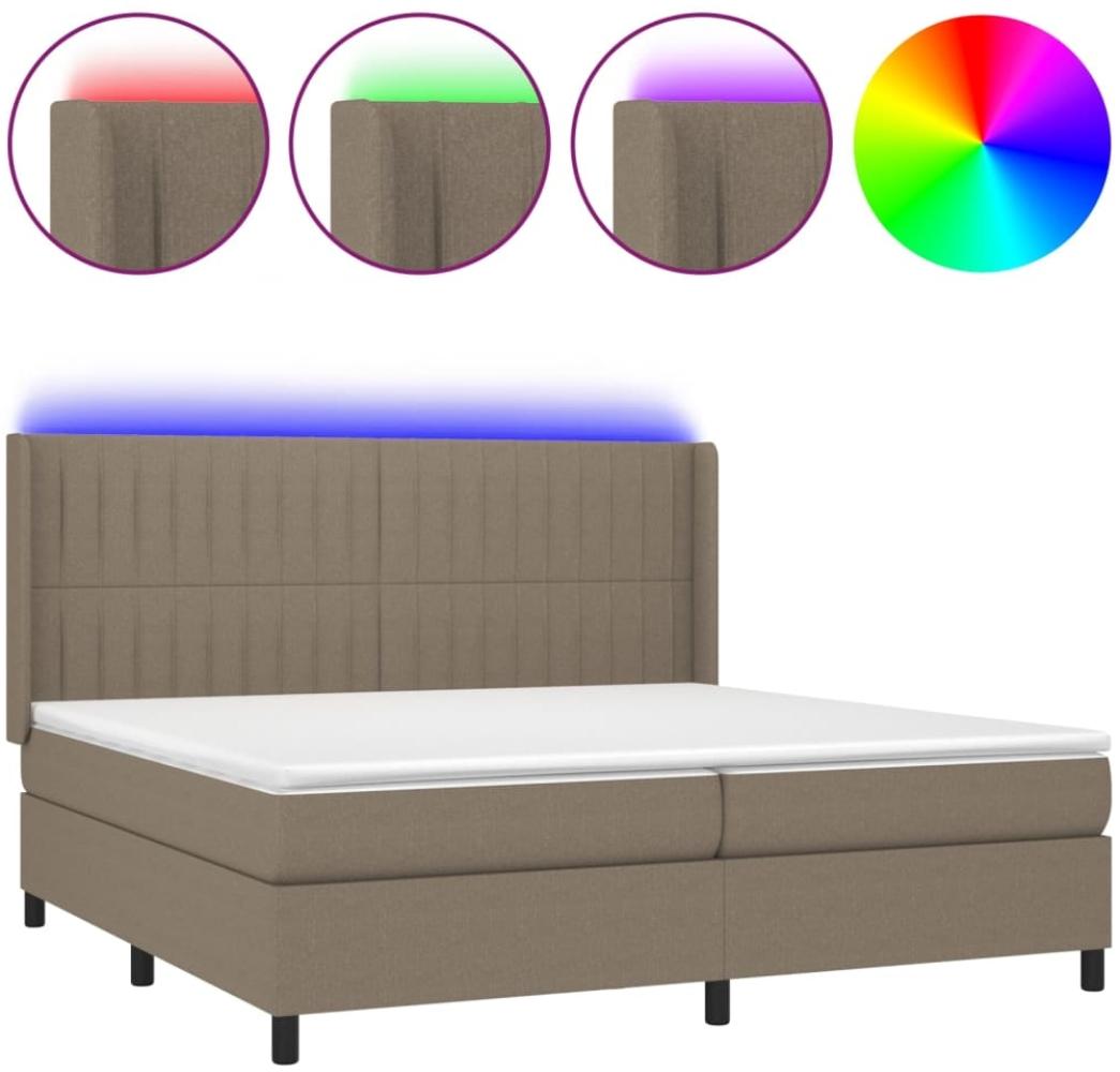 vidaXL Boxspringbett mit Matratze & LED Stoff Taupe 200x200 cm, Härtegrad: H2 [3138505] Bild 1