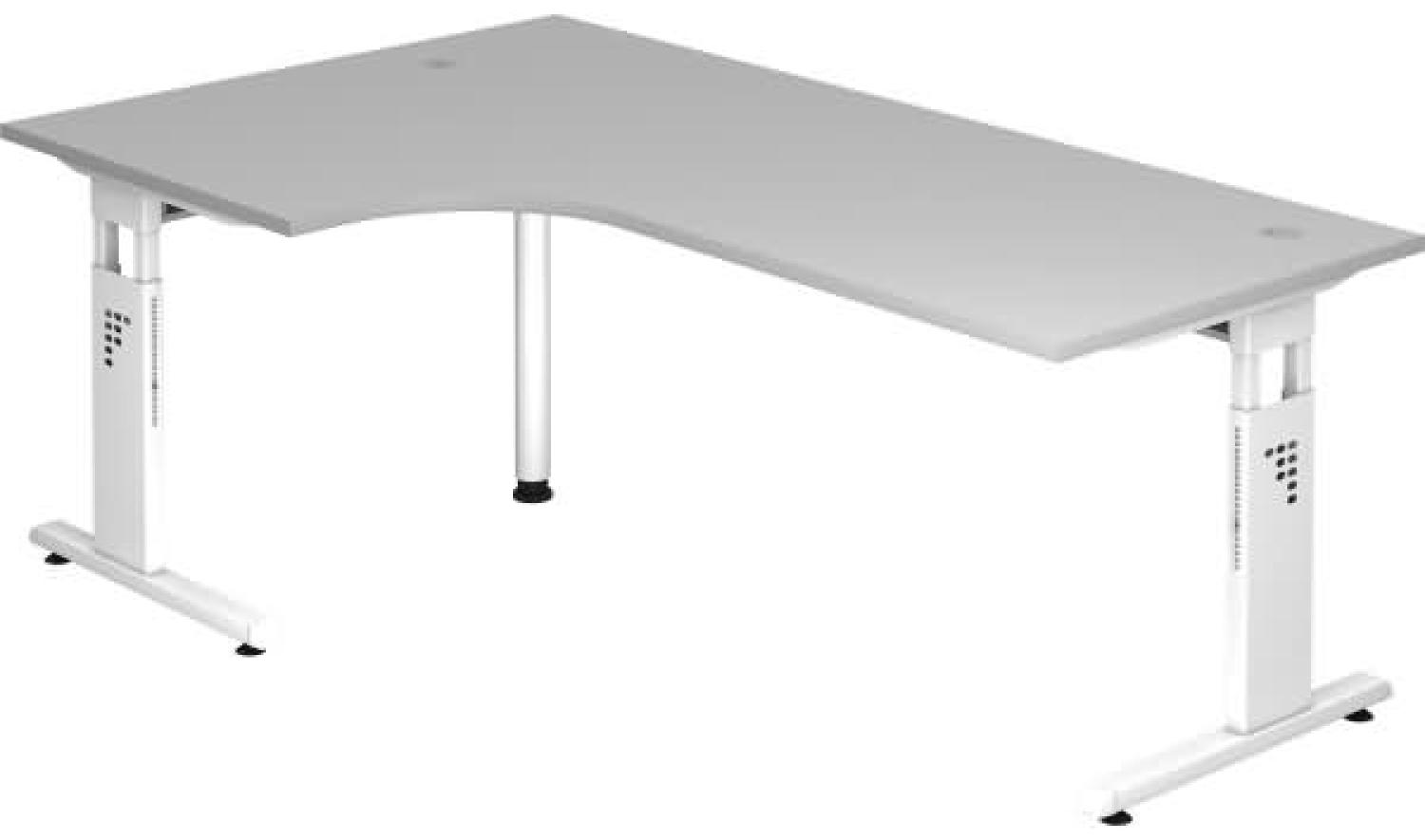 Winkeltisch OS82 C-Fuß 200x120cm 90° Grau Gestellfarbe: Weiß Bild 1