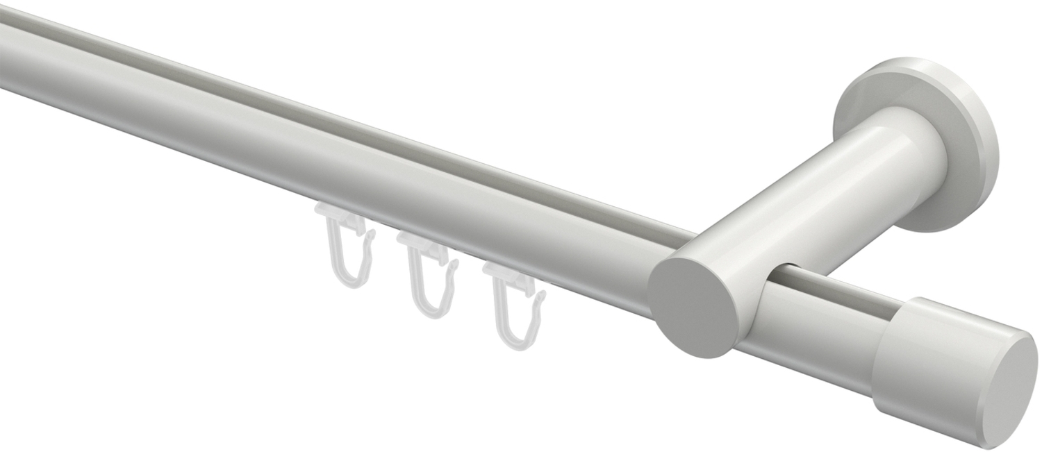 Innenlauf-Gardinenstangen-Set Platon Santo 240 cm (geteilt in 2 x 120 cm), 1-läufig, 20 mm Ø Weiß Bild 1