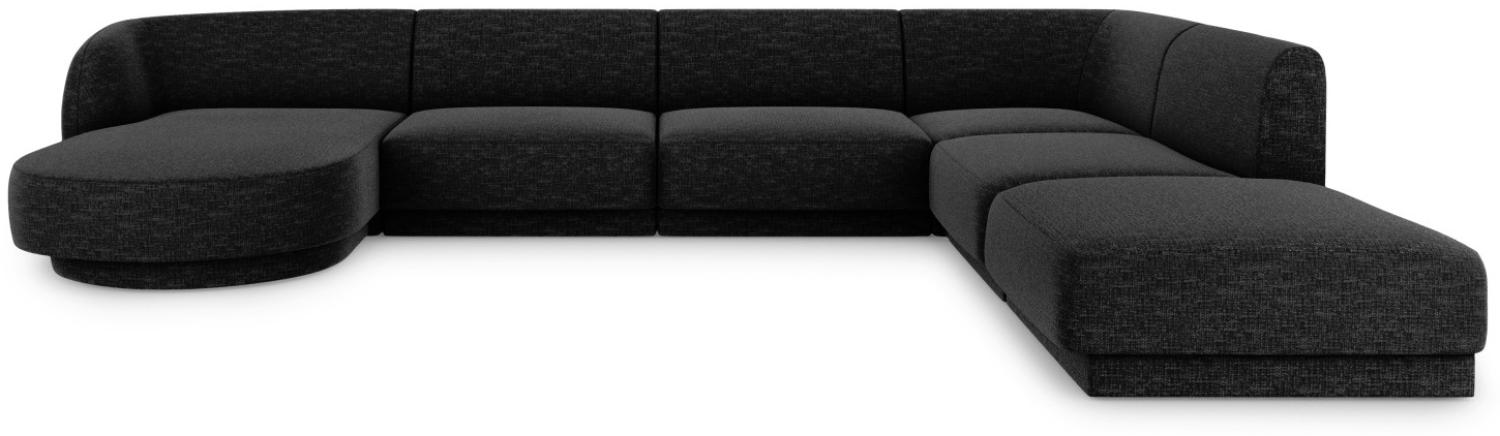 Micadoni 6-Sitzer Panorama Ecke rechts Sofa Miley | Bezug Black | Beinfarbe Black Plastic Bild 1