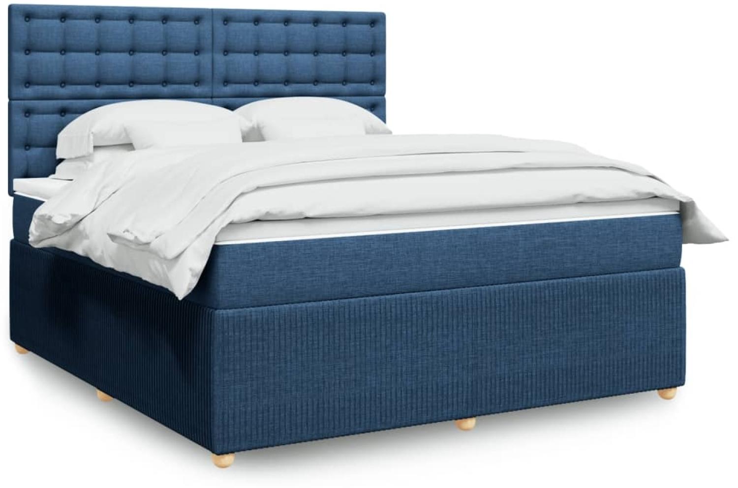 vidaXL Boxspringbett mit Matratze Blau 180x200 cm Stoff 3294455 Bild 1