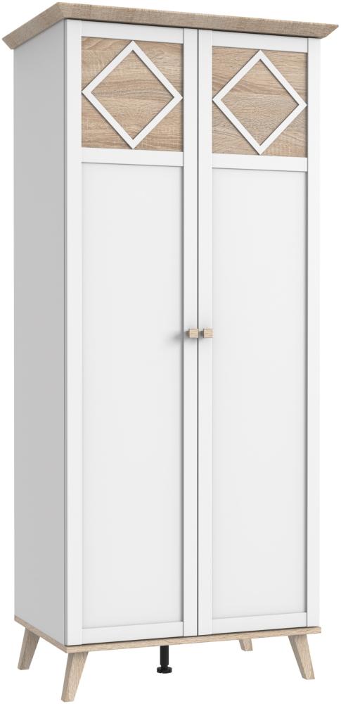 Kleiderschrank >VICTOR< (BxHxT: 83x203x55 cm) in EICHE SAEGERAU NB + WEISS Bild 1