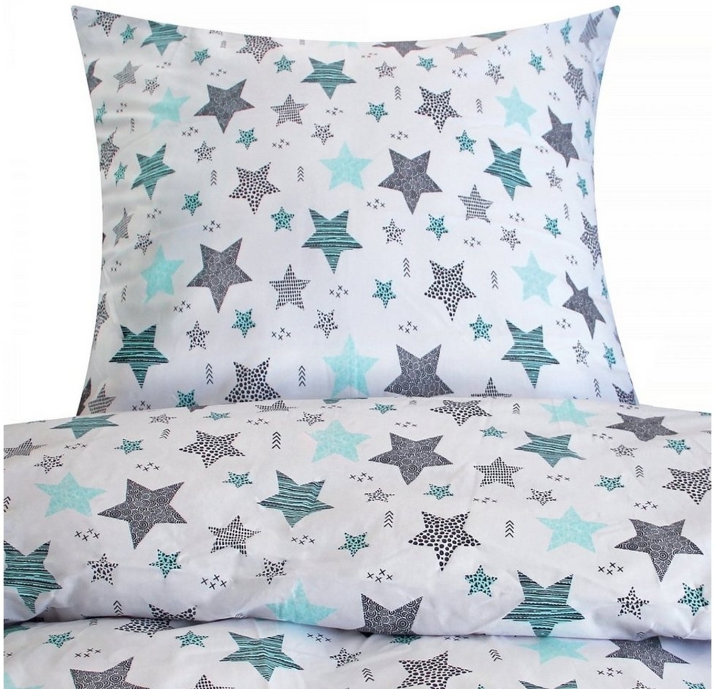 Heubergshop Bettwäsche, Renforcé, 2 teilig, 135x200cm + 80x80cm - Sterne Kreise Punkte Baumwolle Kinder (560/1) Bild 1