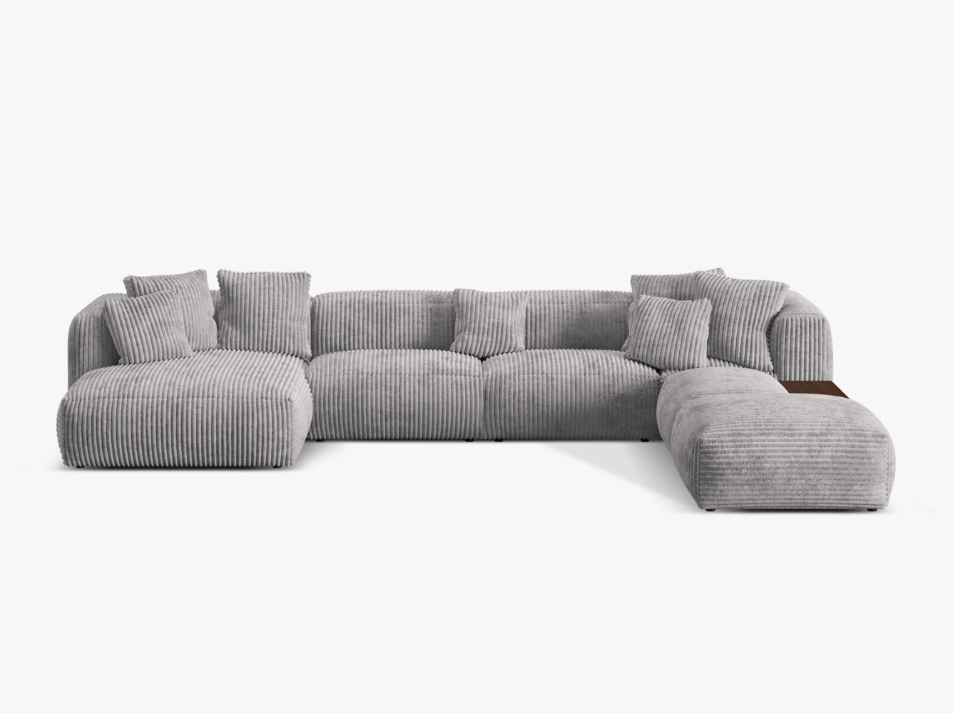 Micadoni Panorama-Ecksofa Martina 5-Sitzer Kord Hellgrau Rechts Bild 1