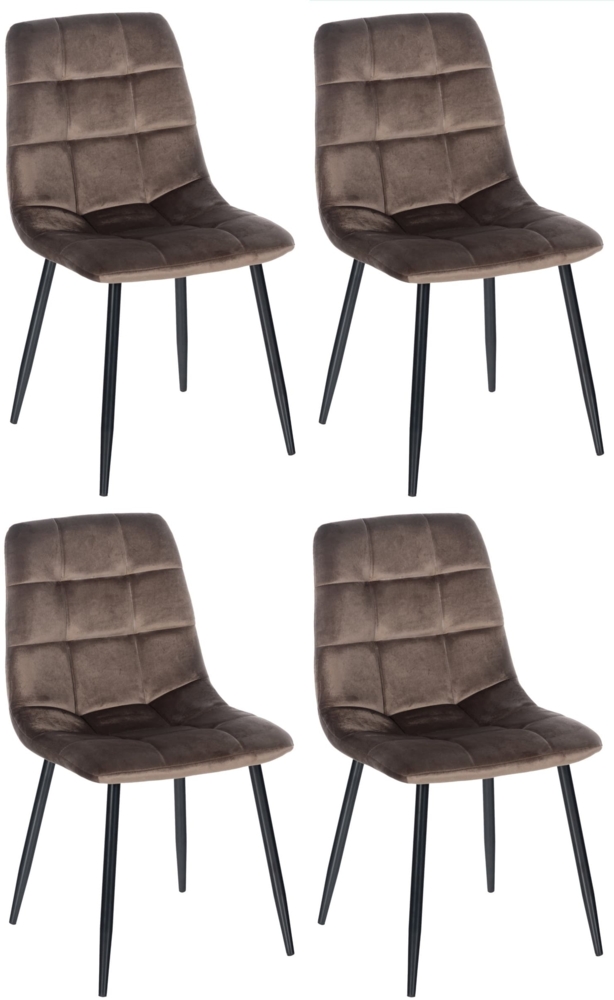 DELUKE® Esszimmerstühle 4er Set VOUL - Braun, Samt Gesteppter Polsterstuhl Küchenstuhl mit Bodenschonern Esszimmerstuhl Stuhl Esszimmer Küchenstühle Wohnzimmerstühle Bild 1
