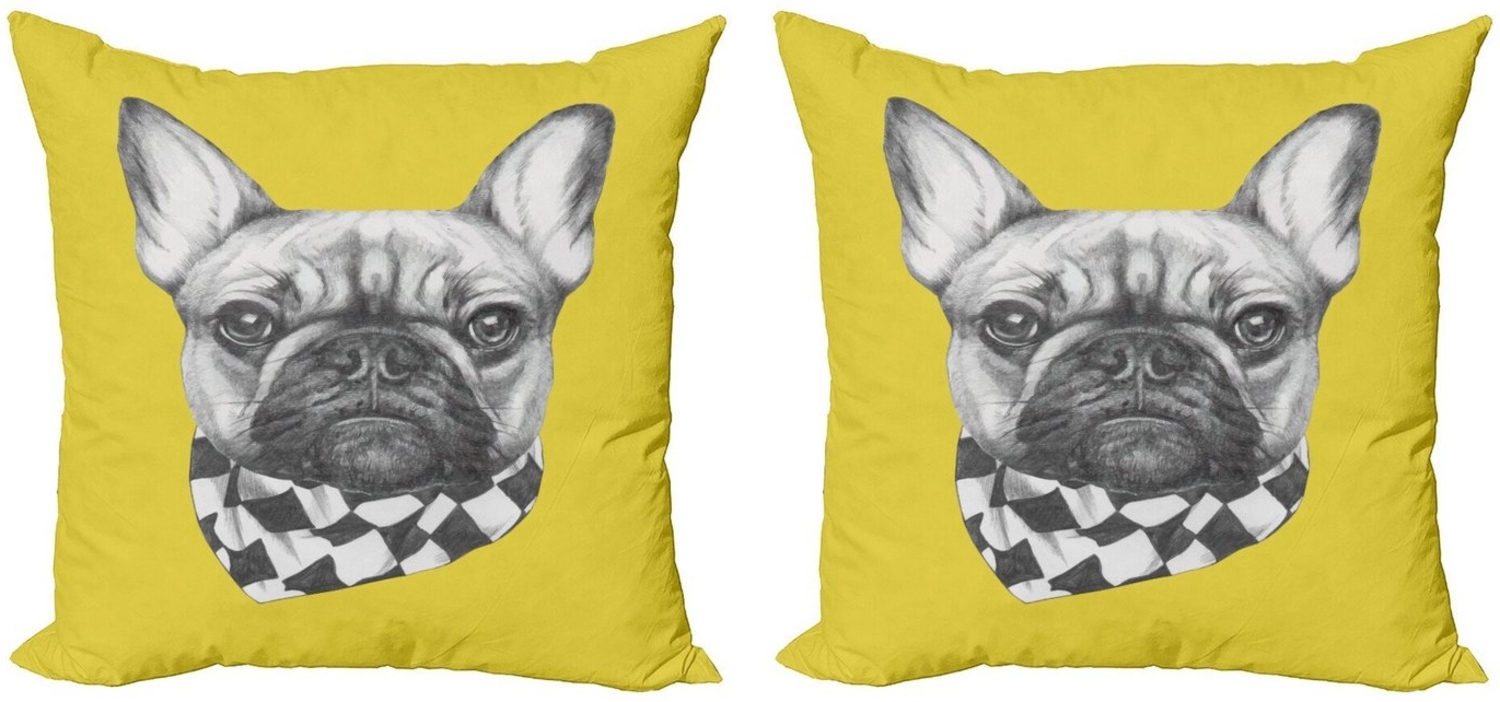 Abakuhaus Kissenbezüge Modern Accent Doppelseitiger Digitaldruck, (2 Stück), Bulldogge Französisch Rasse Retro-Stil Bild 1