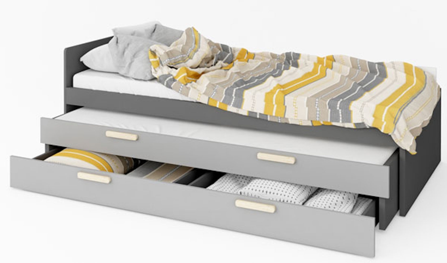 Bett Pok Einzelbett Ausziehliege 90x200cm graphit grau inkl. Matratze Bild 1