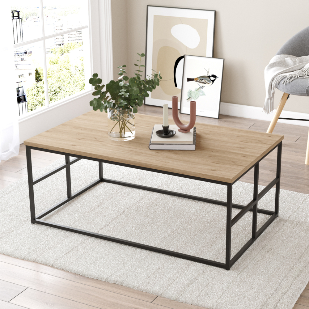 Couchtisch Velendi 100x60x40 cm Eichenoptik/Schwarz [en. casa] Bild 1