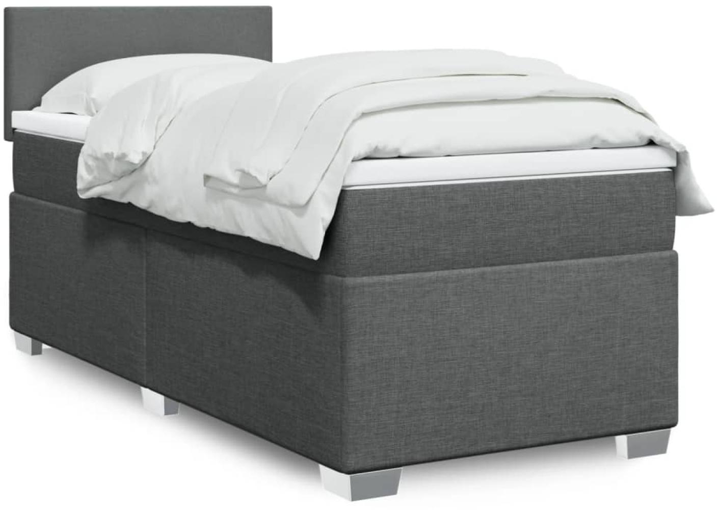 vidaXL Boxspringbett mit Matratze Dunkelgrau 100x200 cm Stoff 3288093 Bild 1