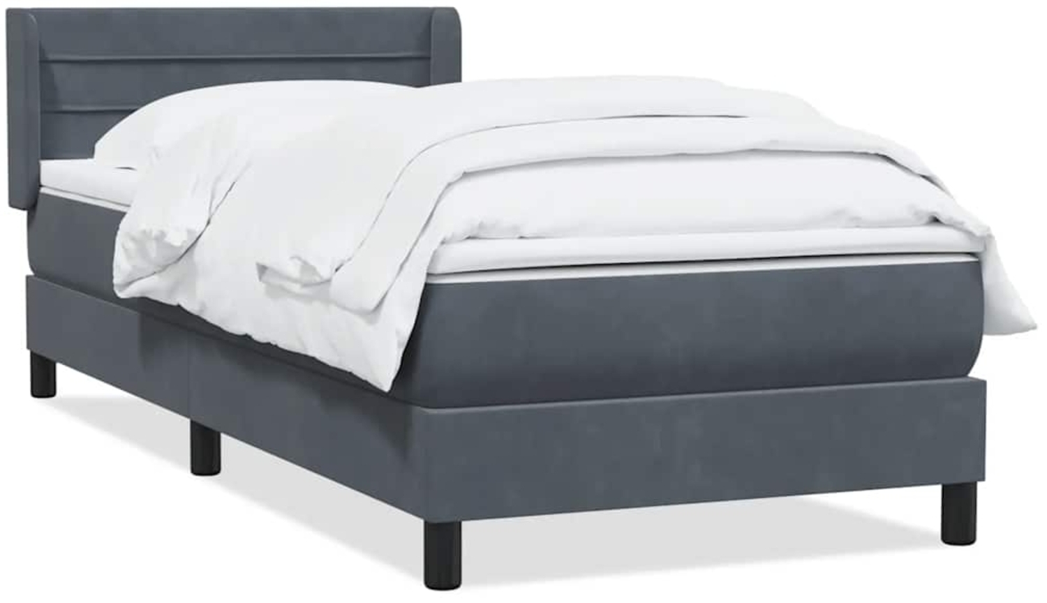 vidaXL Boxspringbett mit Matratze Dunkelgrau 90x220 cm Samt 3318226 Bild 1
