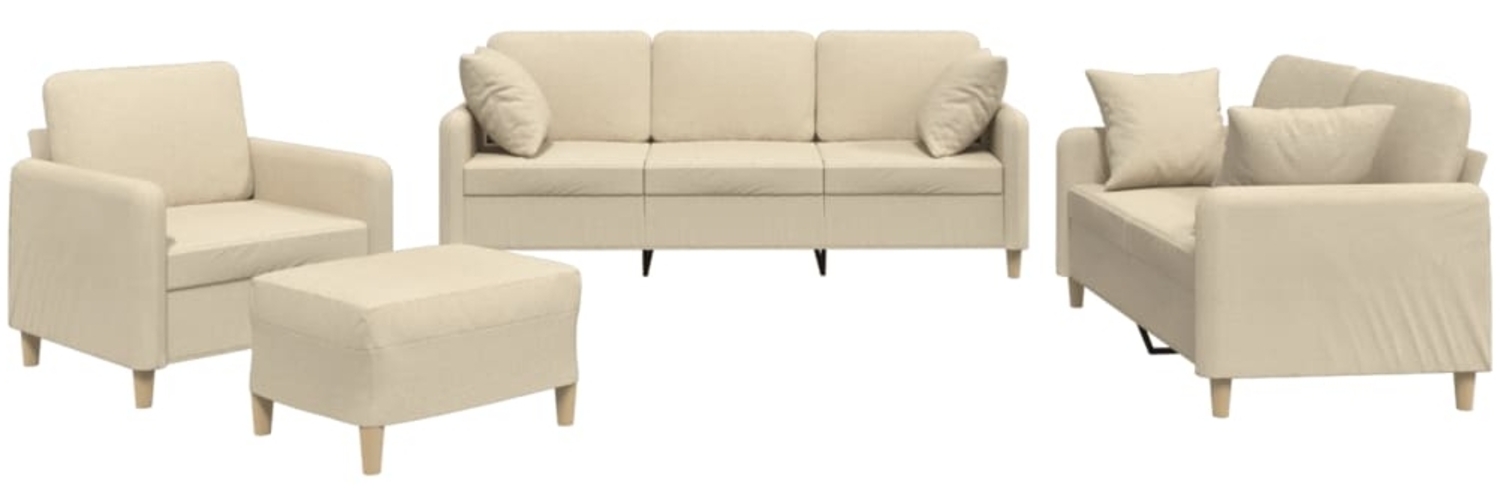 vidaXL 4-tlg. Sofagarnitur mit Kissen Creme Stoff 3202080 Bild 1