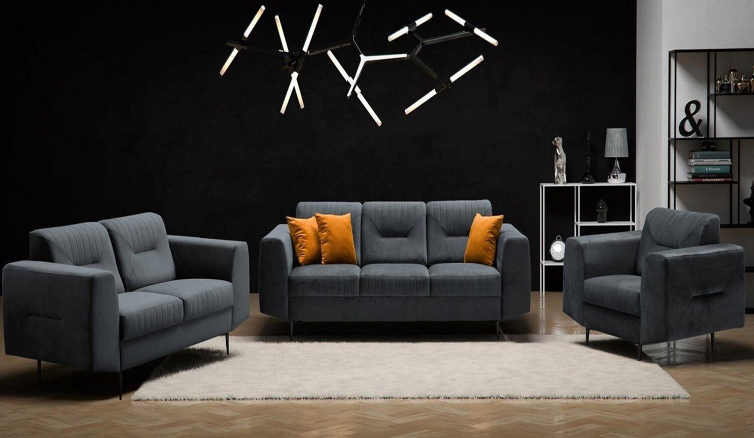 Beautysofa Polstergarnitur VENEZIA Die Lieferung beinhaltet Beiträge zur Wohnung, (Sessel + 2-Sitzer Sofa + 3-Sitzer Sofa im modernes Design), mit Metallbeine, Couchgarnituren aus Velours Bild 1