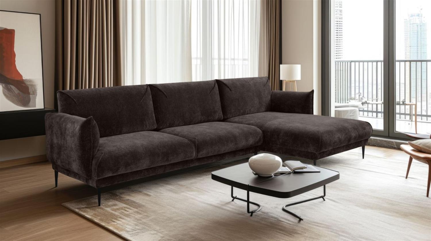 Ecksofa Designersofa MADISON in Stoff Dress Me Braun Ottomane Rechts Bild 1