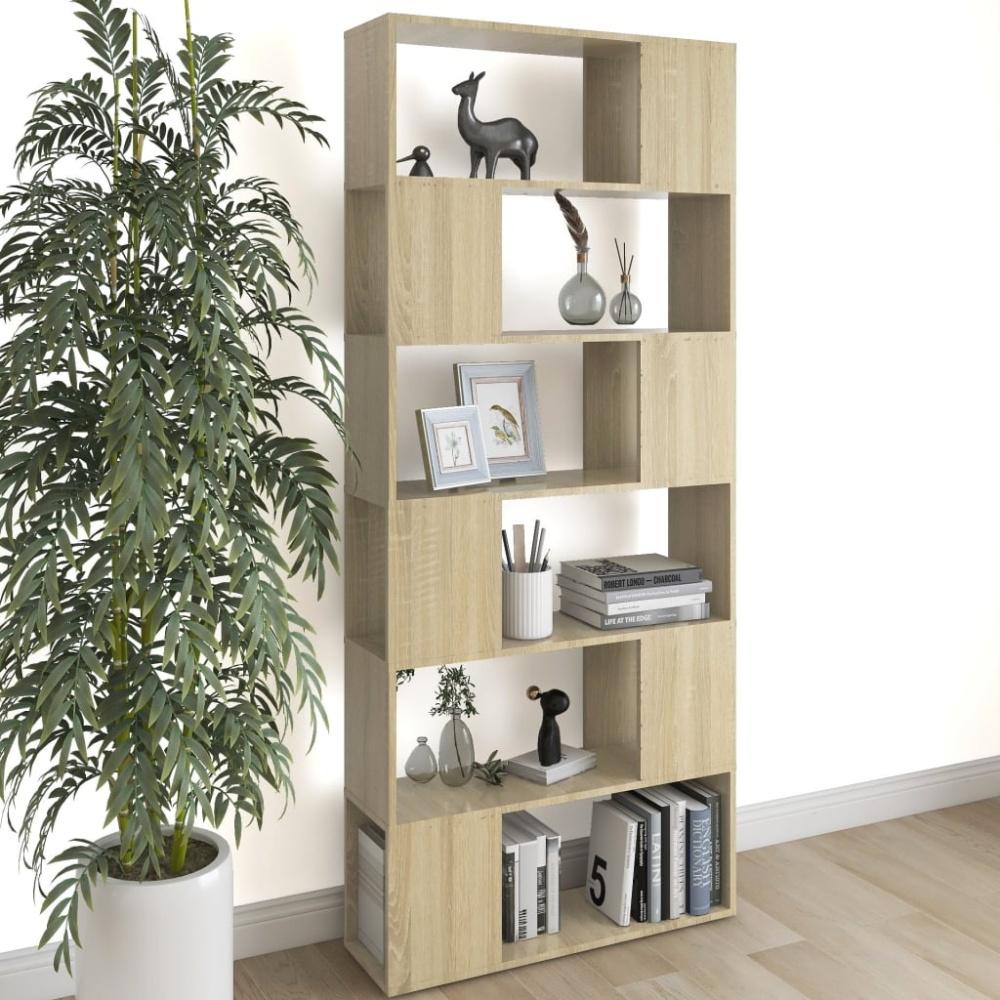 vidaXL Bücherregal Raumteiler Sonoma-Eiche 80x24x186 cm Holzwerkstoff 809155 Bild 1