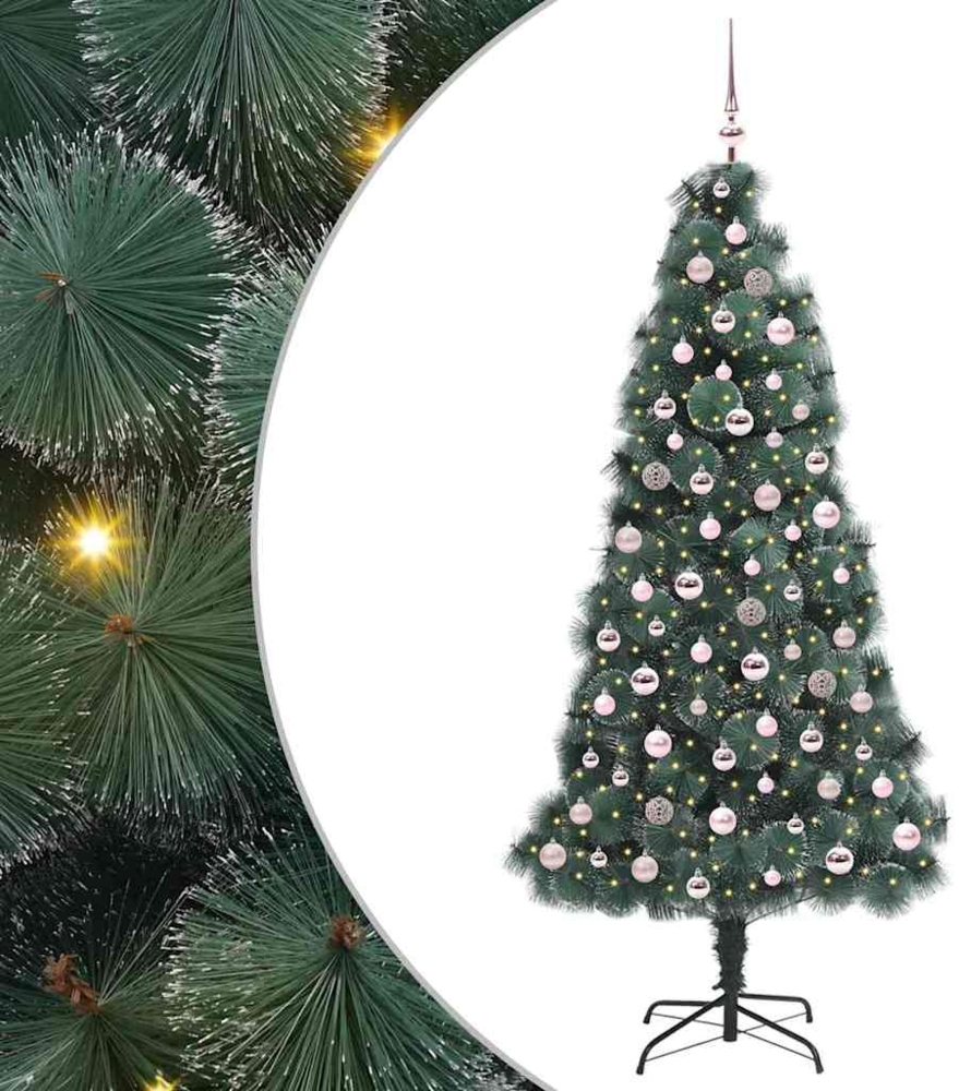 vidaXL Künstlicher vorbeleuchteter Weihnachtsbaum mit Kugelset 210 cm 3396180 Bild 1