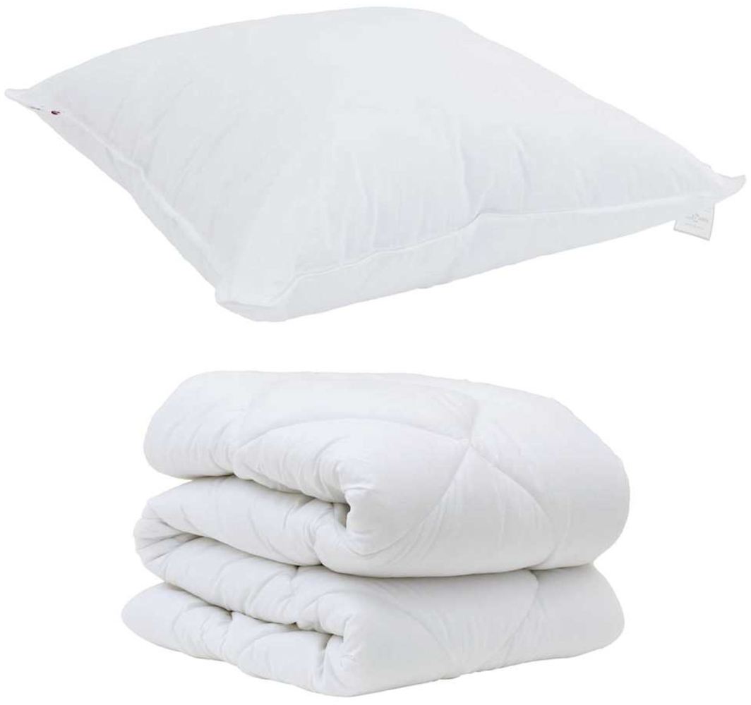 vidaXL Bettdecke mit Kissen 2 pcs Weiß Mikrofaser 3376704 Bild 1