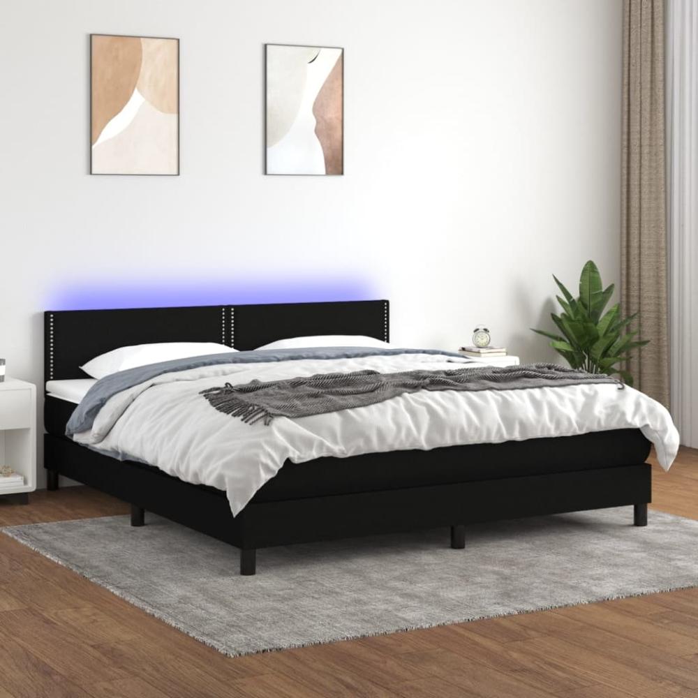 vidaXL Boxspringbett mit Matratze & LED Schwarz 160x200 cm Stoff 3133087 Bild 1