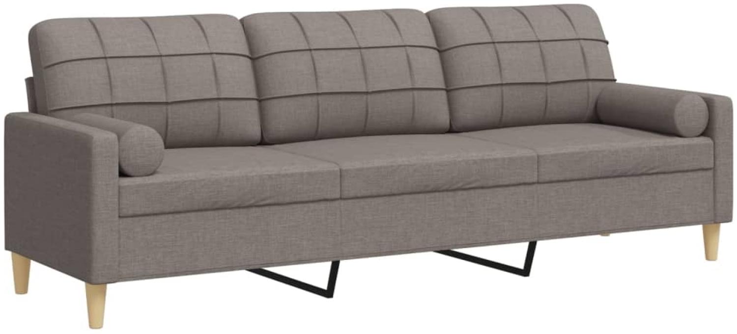 vidaXL Sofa 3-Sitzer mit Zierkissen Taupe 210 cm Stoff 3278208 Bild 1