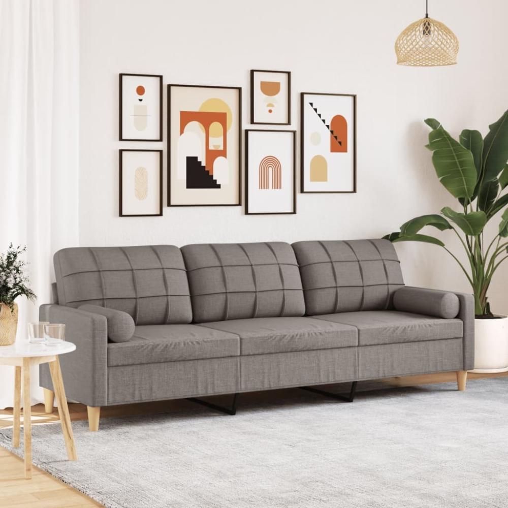 vidaXL Sofa 3-Sitzer mit Zierkissen Taupe 210 cm Stoff 3278208 Bild 1