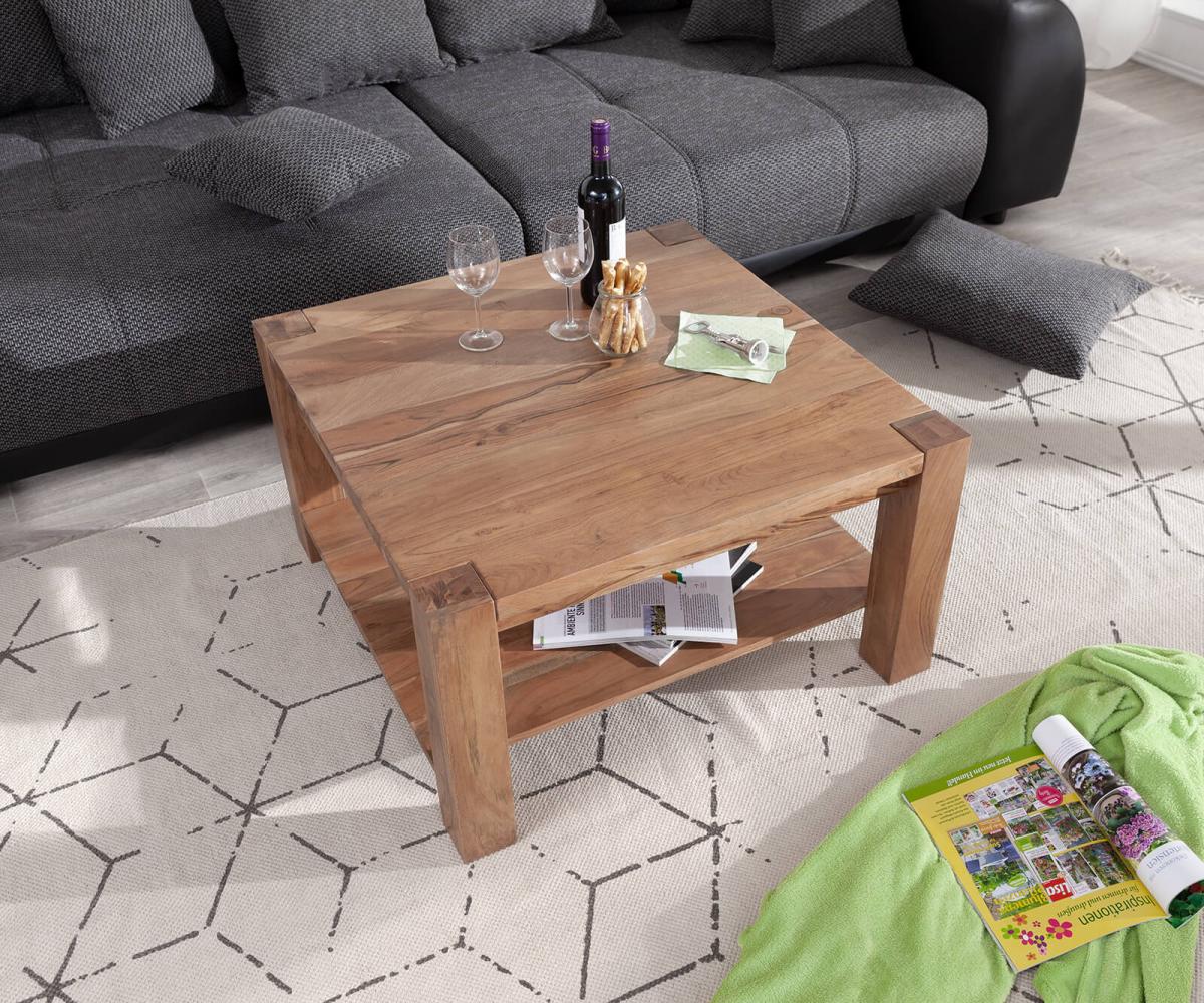 Couchtisch Indra Akazie Natur 80x80 Ablage Massivholz Bild 1