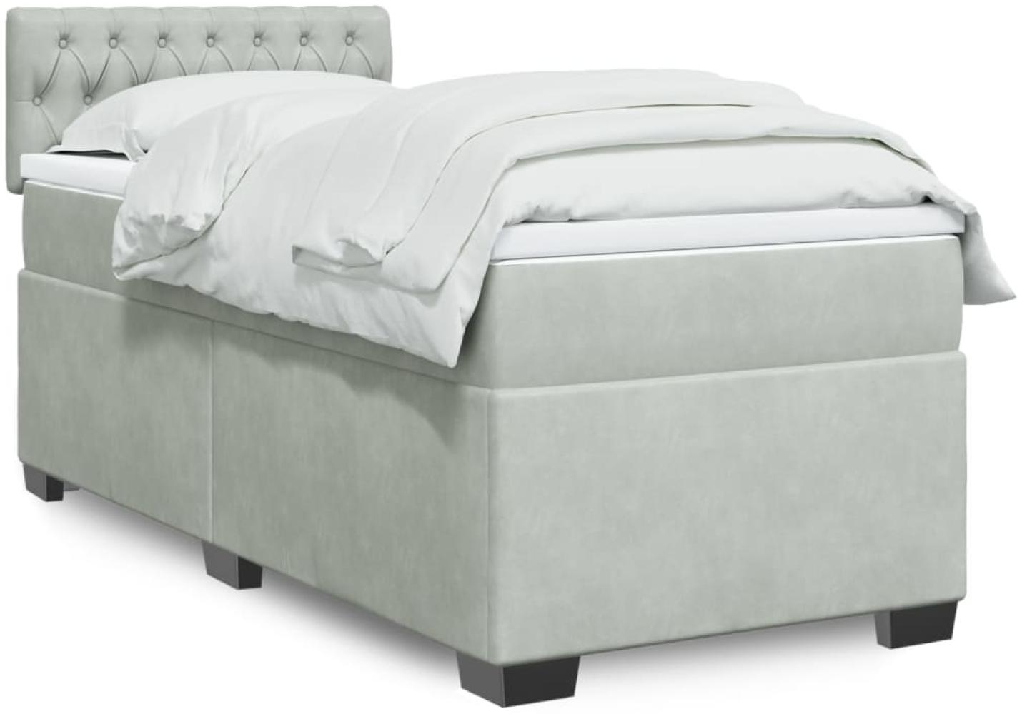 vidaXL Boxspringbett mit Matratze Hellgrau 90x190 cm Samt 3286192 Bild 1