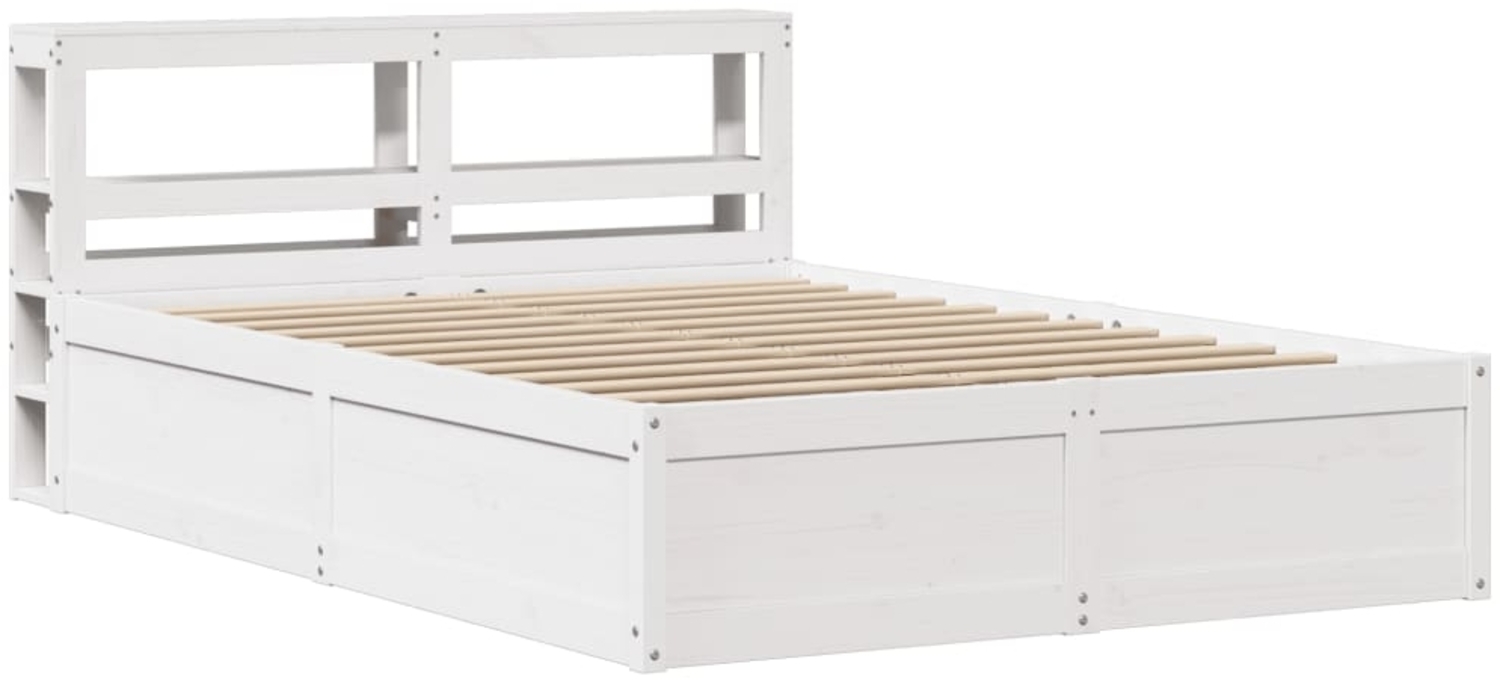 vidaXL Massivholzbett mit Kopfteil Weiß 140x190 cm Kiefer 3306355 Bild 1