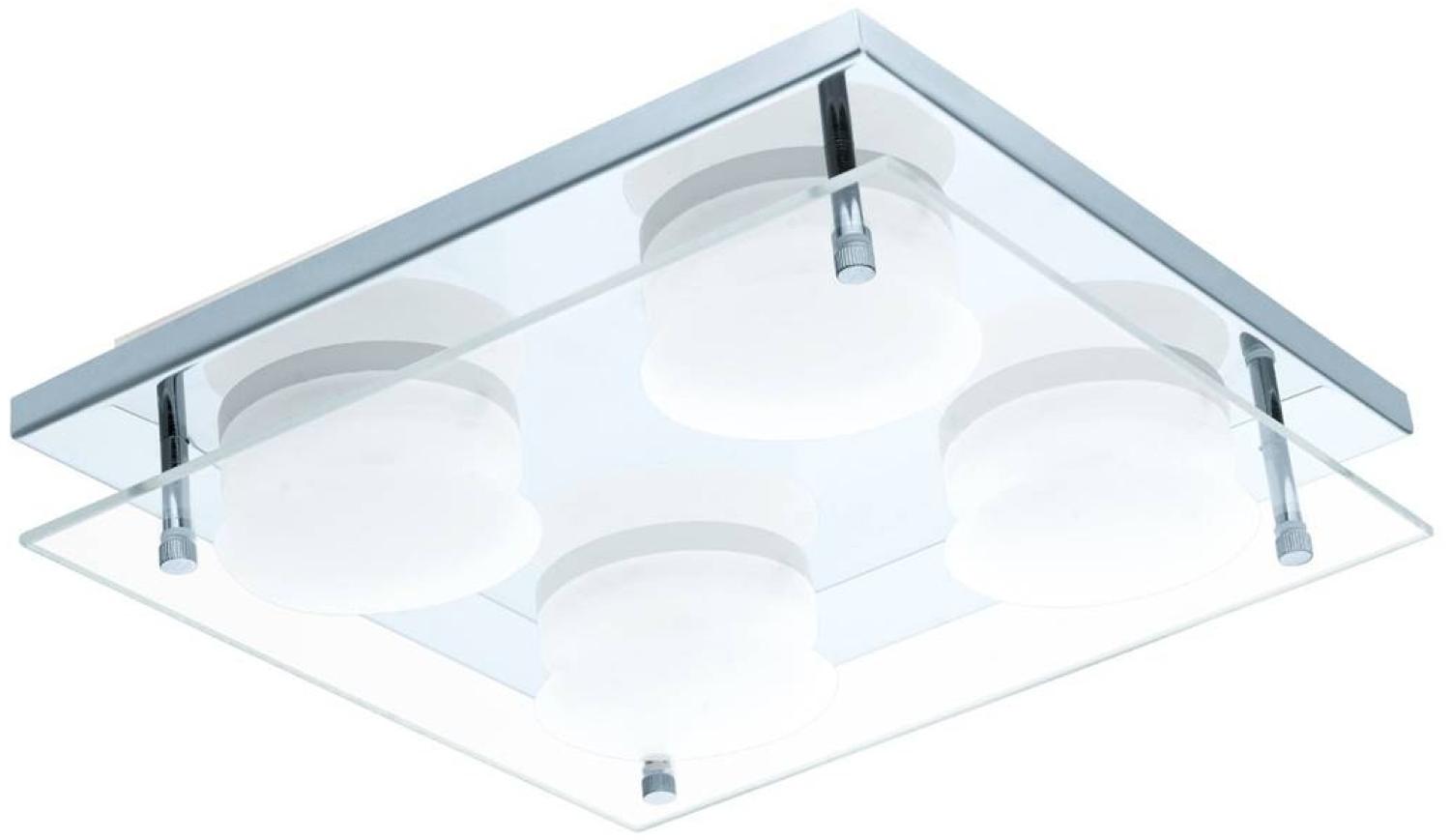 Eglo 75329 Wandleuchte Deckenleuchte ABIOLA LED 4x6W Stahl chrom, Glas klar, satiniert 3000K L:22cm B:22cm H:5. 5cm Bild 1