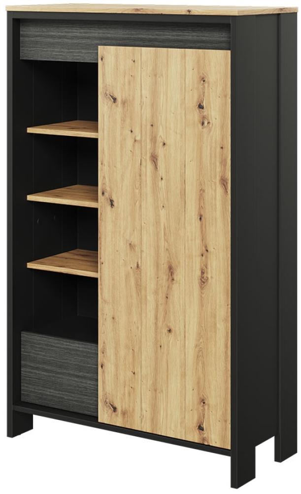 Highboard Spot 1D1S SP04 (Farbe: Schwarz / Artisan Eiche + Schwarz Holzstruktur) Bild 1