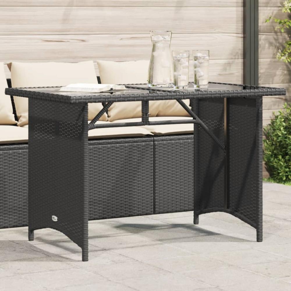 vidaXL Gartentisch mit Glasplatte Schwarz 110x68x70 cm Poly Rattan 366350 Bild 1