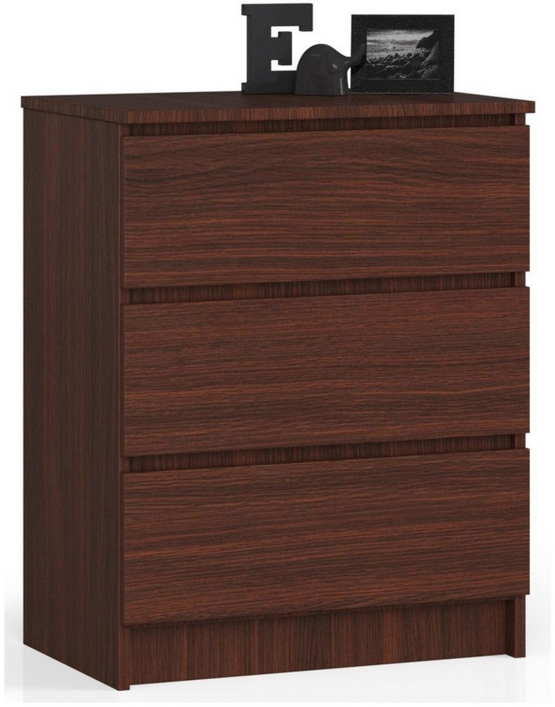 Home Collective Kommode 60 cm breit Holz Highboard Sideboard für Flur Schlafzimmer Wohnzimmer (Kommode Schlafzimmer Kommode mit Schubladen Holz Schrank), Kinderzimmer Organizer, 77 cm hoch mit 3 Schubladen Venge Bild 1