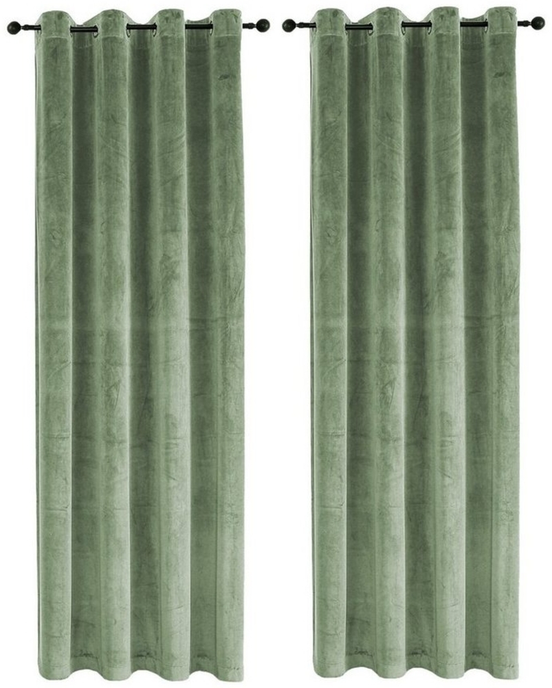 Haus und Deko Gardine Vorhang 2er Set Ösen Verdunkelung 140x245 cm Samt weich blickdicht, Ösen (2 St), Polyester Bild 1